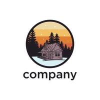 Log cabin in the mountains vector