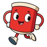 a cartoon red drum character running with arms outstretched vector