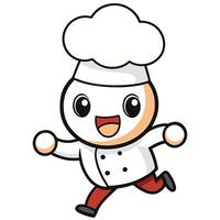 a cartoon chef running with his hands up white background. vector