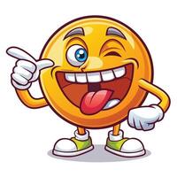 emoticon character with tongue out and pointing vector