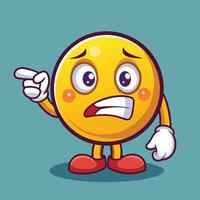 emoticon character with angry face pointing finger at som,ething vector