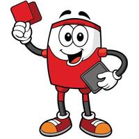 a robot holding a red card vector