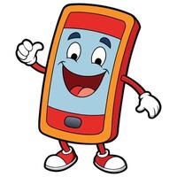 mobile phone cartoon character white background vector