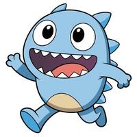a cartoon blue monster running with its mouth open white background, vector