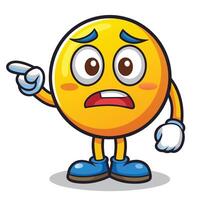 emoticon character with angry expression pointing, vector