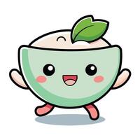 a cartoon character of an apple with a green leaf vector