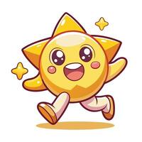 a cartoon star running with a smile on its face, vector