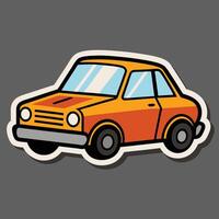 a cartoon orange car on a gray background vector