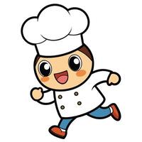 a cartoon chef running with his hands up, vector