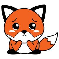 cute fox cartoon illustration vector
