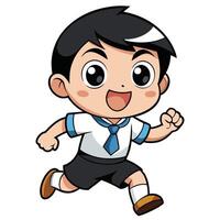 a cartoon boy running with a tie on white background, vector