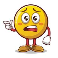 emoticon character with sad face and pointing finger vector