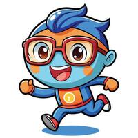 a cartoon character running with glasses on white background vector