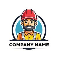 a cartoon man with a beard and hard hat vector