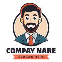 a man with a beard and tie is wearing a company, vector