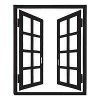 Open Window with Panes Silhouette Illustration vector
