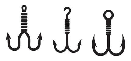 Set of Three Different Fishing Hooks Icons vector