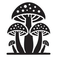 Cluster of Fly Agaric Mushrooms Silhouette Illustration vector