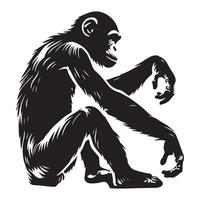 Sitting Chimpanzee Silhouette Illustration vector