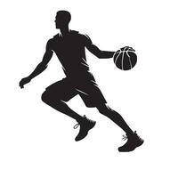 Dynamic Basketball Player Silhouette Dribbling Illustration vector