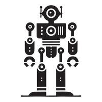 Retro Robot art Silhouette Illustration vector