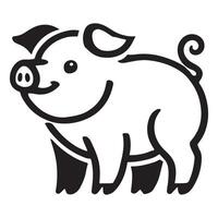 Charming Silhouette of a Happy Pig vector