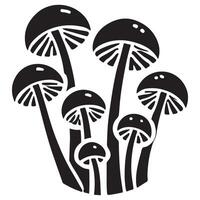 Cluster of Black Silhouette Mushrooms Illustration vector