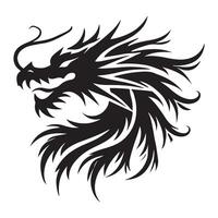 Intricate Dragon Head Silhouette Graphic vector