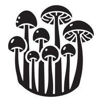 Cluster of Mushrooms Silhouette Illustration Fungi Nature vector