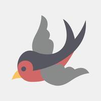 Icon swallow. Traditional tattoo elements. Icon in flat style. vector