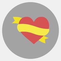 Icon heart and ribbon. Traditional tattoo elements. Icon in color mate style. vector