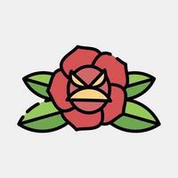Icon rose. Traditional tattoo elements. Icon in filled line style. vector
