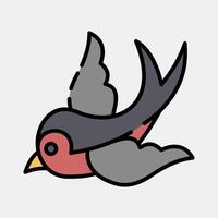 Icon swallow. Traditional tattoo elements. Icon in filled line style. vector