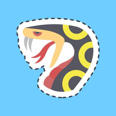 Cutting line sticker snake. Traditional tattoo elements.