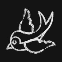 Icon swallow. Traditional tattoo elements. Icon in chalk style. vector