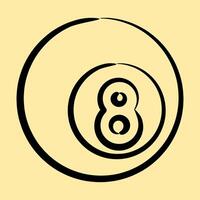 Icon eight ball pool. Traditional tattoo elements. Icon in hand drawn style. vector