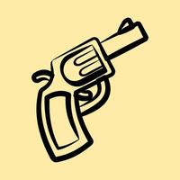 Icon gun. Traditional tattoo elements. Icon in hand drawn style. vector