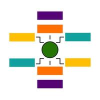 A cross with four different colored lines vector