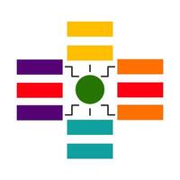 A colorful cross with four different colored lines vector