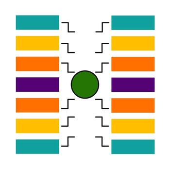 A diagram of a computer with a green circle in the middle vector