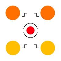 A circle with four orange circles and one red circle vector