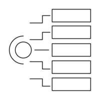A drawing of a bracket with four squares vector