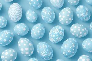 beautiful blue Easter eggs pattern. photo