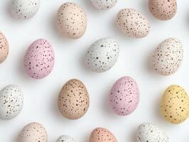beautiful colorful Easter eggs pattern on white, top viw flat lay photo