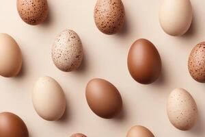 beautiful brown Easter eggs pattern, top view photo