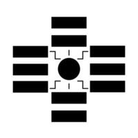 A black and white image of a cross with four lines vector