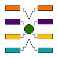 A diagram of a tournament bracket with different colored squares vector