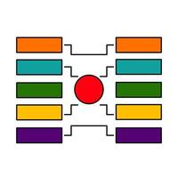 A diagram of a bracket with colored squares vector