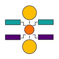 A diagram of a network with four different colored circles vector