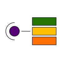 A diagram of a computer with a green, orange and purple bar vector